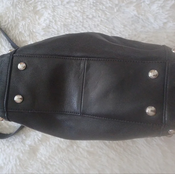 B.MAKOWSKY Leather+Suede Silver Stud Bag. 12 X 14 Animal Print Lining  LIKE NEW - Picture 5 of 11